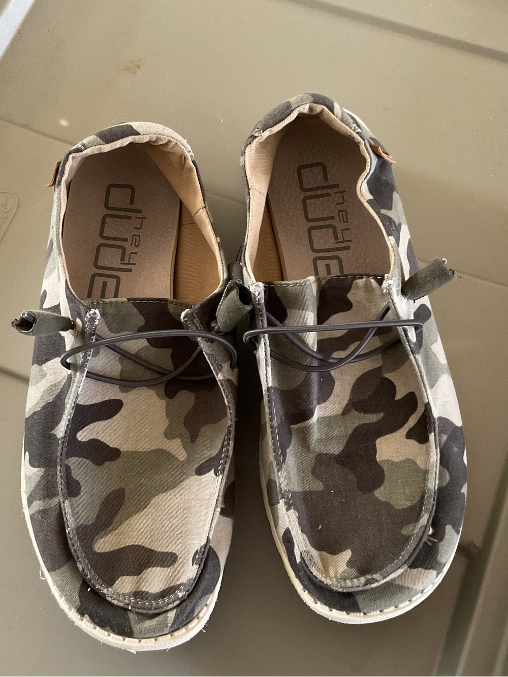 Hey Dude Women's Camo Canvas Slip-On Loafers - Green/Brown